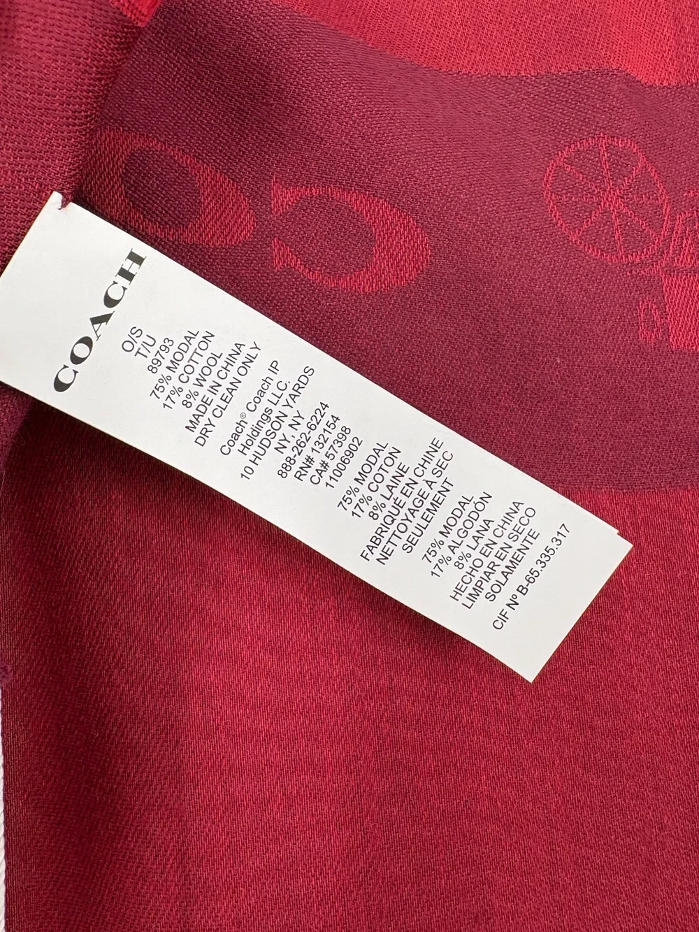 Coach Horse & Carriage Border Oversized Square Scarf 1941 Red NWT